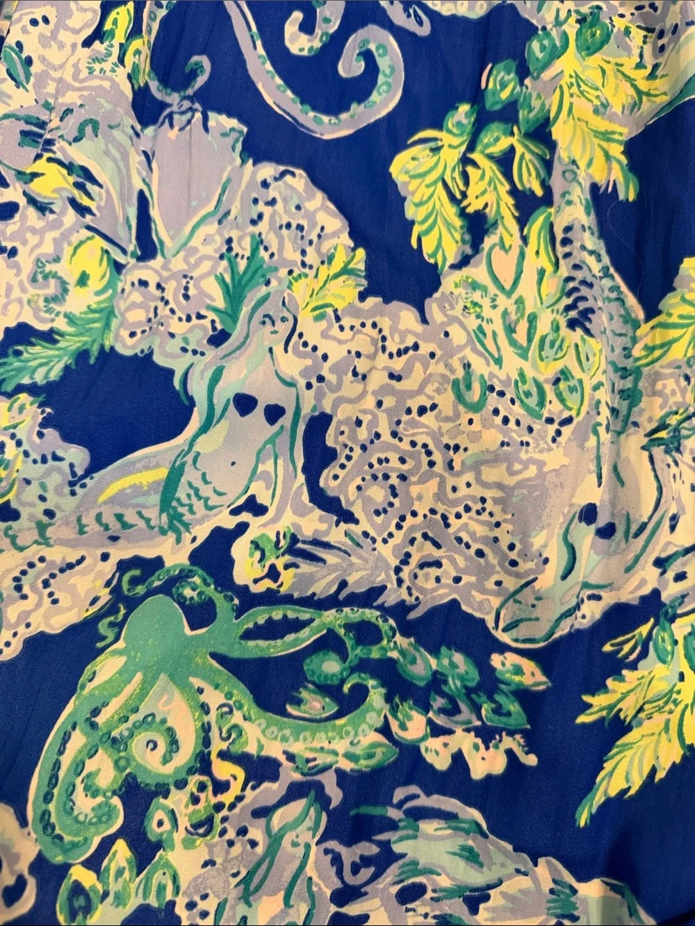 Lilly Pulitzer Blue, Aqua & Green Patterned Smocked Skirt